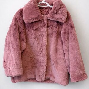 Soia & Kyo Rich Burgundy Faux Fur Coat